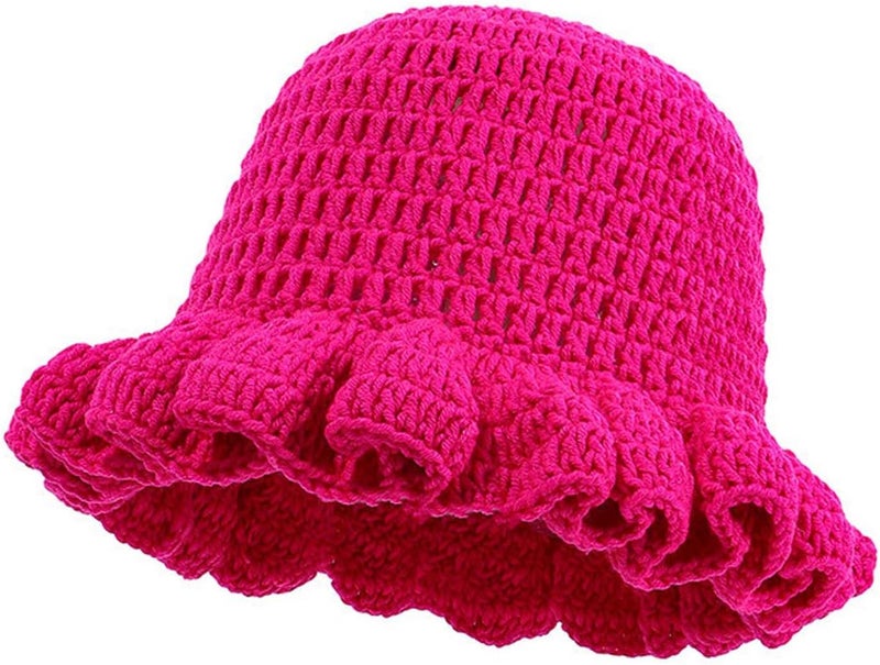 Ahouws Crochet Bucket Hat Women Trendy Knit Floppy Cap Cute Boho Handmade Beanies Outdoor Boho Travel Fishing Hat - Image 1